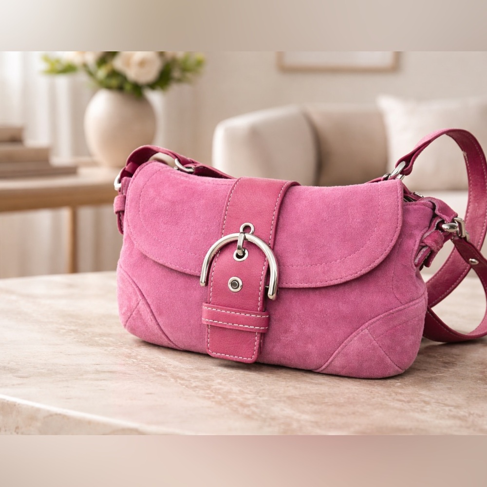 Coach Pink Suede Shoulder Bag